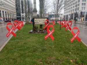 AIDS ribbons in downtown Youngstown, Ohio